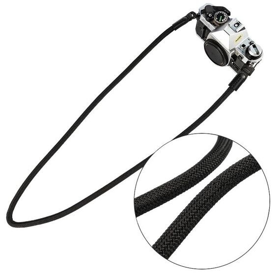 Cinghia per fotocamera con corda da arrampicata Tracolla indossabile retrò per fotocamera SLR (nera)