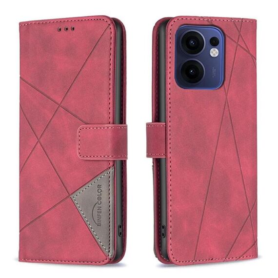 Per OPPO Reno13 F 5G Custodia per telefono in pelle con fibbia magnetica e trama a rombi (rosso)