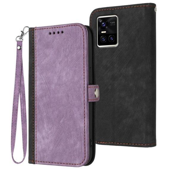 Per vivo S10 / S10 Pro Custodia per telefono in pelle con cinturino a doppia piega e fibbia laterale (viola)
