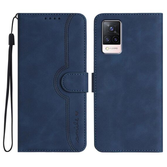 Per vivo S9 Custodia per telefono in pelle con motivo a cuore (blu reale)