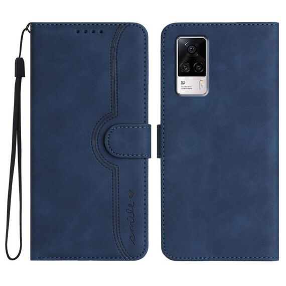 Per vivo S9e Custodia per telefono in pelle con motivo a cuore (blu reale)