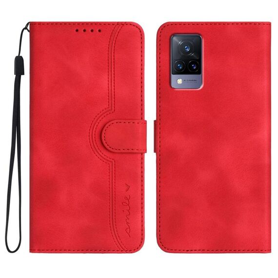 Per vivo V21 4G / 5G / V21s Custodia in pelle con motivo a cuore (rosso)