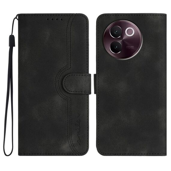 Per vivo V30e Custodia in pelle con motivo a cuore (nero)