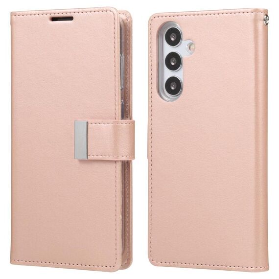 Per Samsung Galaxy S25+ 5G GOOSPERY RICH DIARY Custodia per telefono in pelle con texture Crazy Horse (oro rosa)