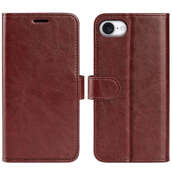 Per iPhone 16e R64 Texture Custodia in pelle con flip orizzontale (marrone)
