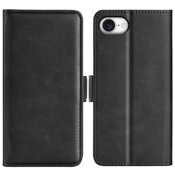Per iPhone 16e Custodia per telefono in pelle con fibbia magnetica orizzontale a doppio lato (nero)