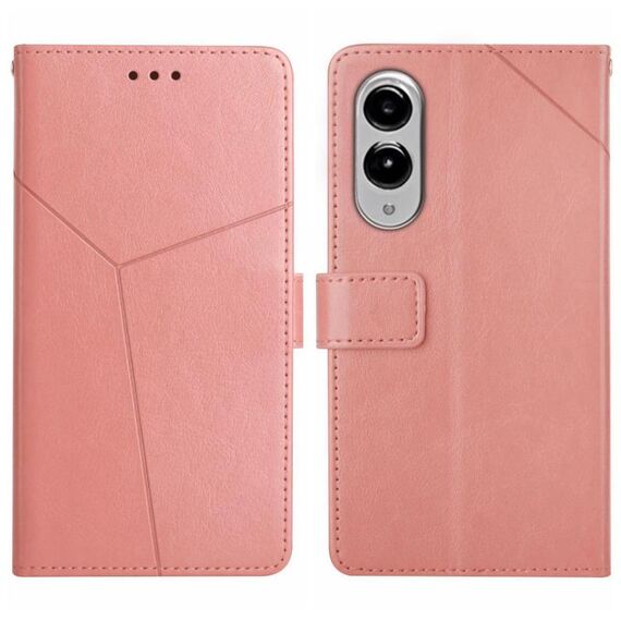 Per Samsung Galaxy S25 Edge 5G Custodia per telefono in pelle a forma di Y (rosa)