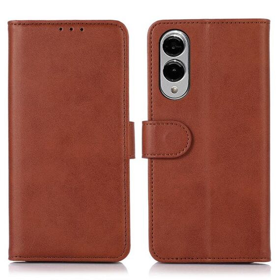 Per Samsung Galaxy S25 Edge 5G Custodia per telefono in pelle con texture di mucca (marrone)