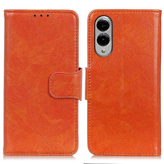 Per Samsung Galaxy S25 Edge 5G Custodia per telefono in pelle con texture Nappa orizzontale (arancione)