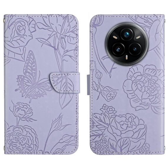 Per Samsung Galaxy S25 Edge 5G Custodia in pelle con motivo a farfalla in rilievo (viola)
