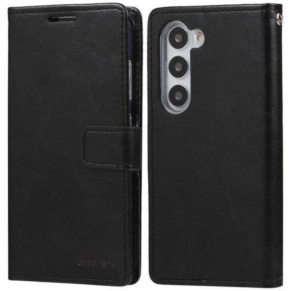 Per Samsung Galaxy S25 5G GOOSPERY BLUE MOON Custodia per telefono in pelle con texture Crazy Horse (nera)