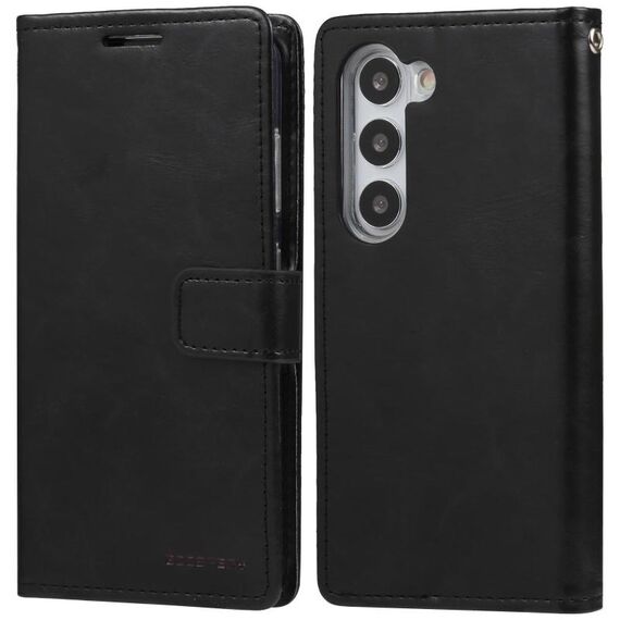 Per Samsung Galaxy S25+ 5G GOOSPERY BLUE MOON Custodia per telefono in pelle con texture Crazy Horse (nera)