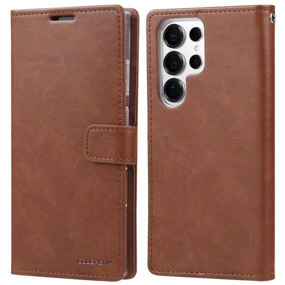 Per Samsung Galaxy S25 Ultra 5G GOOSPERY BLUE MOON Custodia per telefono in pelle con texture Crazy Horse (marrone)