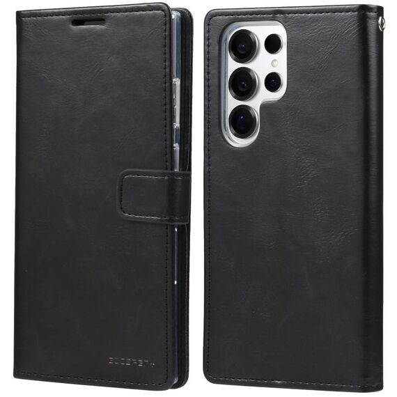 Per Samsung Galaxy S25 Ultra 5G GOOSPERY BLUE MOON Custodia per telefono in pelle con texture Crazy Horse (nero)