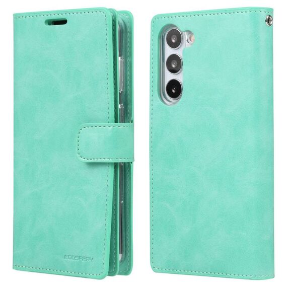 Per Samsung Galaxy S25+ 5G GOOSPERY MANSOOR DIARY Custodia in pelle con 9 slot per schede (verde menta)