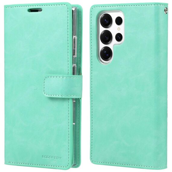 Per Samsung Galaxy S25 Ultra 5G GOOSPERY MANSOOR DIARY Custodia in pelle con 9 slot per schede (verde menta)