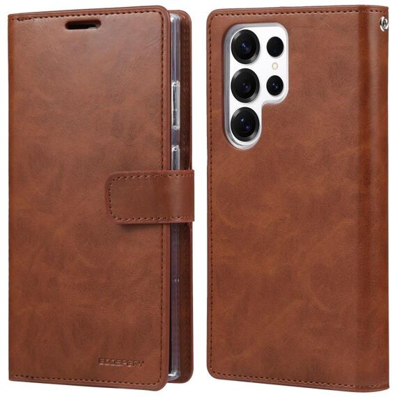 Per Samsung Galaxy S25 Ultra 5G GOOSPERY MANSOOR DIARY Custodia in pelle con 9 slot per schede (marrone)