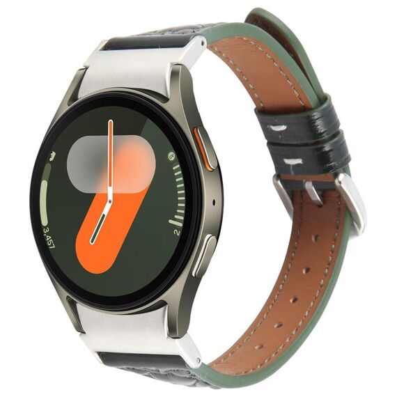 Per Samsung Galaxy Watch 7 Cinturino in pelle goffrata a forma di cuore con connettore in metallo e sgancio rapido (verde foresta)