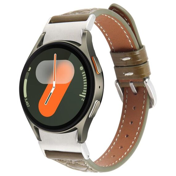 Per Samsung Galaxy Watch 7 Cinturino per orologio in pelle goffrata a forma di cuore con connettore in metallo a sgancio rapido (verde retrò)