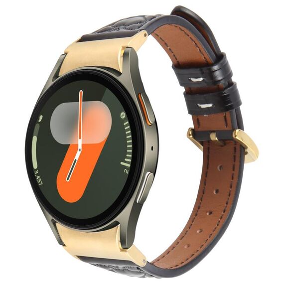Per Samsung Galaxy Watch 7 Cinturino per orologio in pelle goffrata a forma di cuore con connettore in metallo a sgancio rapido (nero)