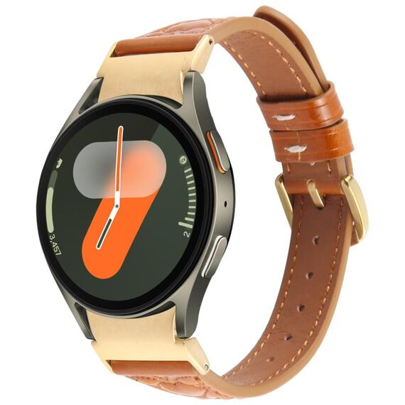 Per Samsung Galaxy Watch 7 Cinturino per orologio in pelle goffrata a forma di cuore con connettore metallico a sgancio rapido (marrone)