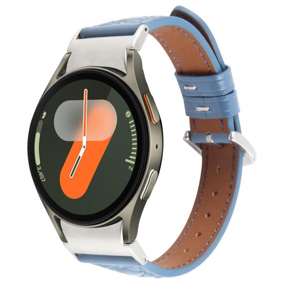 Per Samsung Galaxy Watch 7 Cinturino per orologio in pelle goffrata a forma di cuore con connettore in metallo a sgancio rapido (blu fiordaliso)