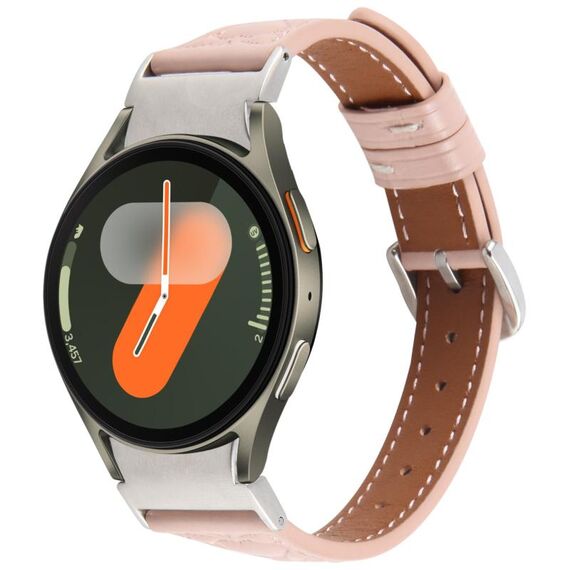 Per Samsung Galaxy Watch 7 Cinturino per orologio in pelle goffrata a forma di cuore con connettore in metallo a sgancio rapido (rosa)