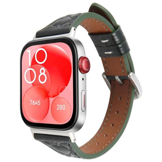 Per Huawei Watch Fit 2 Cinturino in pelle goffrata a forma di cuore con connettore metallico (verde foresta)