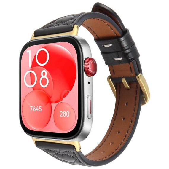 Per Huawei Watch Fit 2 Cinturino in pelle goffrata a forma di cuore con connettore metallico (nero)