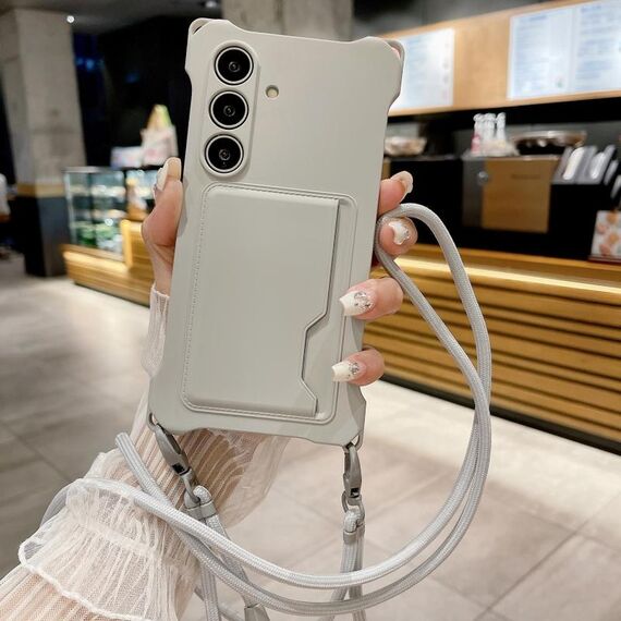 Per Samsung Galaxy S24+ 5G Liquid TPU Card Bag Custodia antiurto per telefono a quattro angoli (grigio)