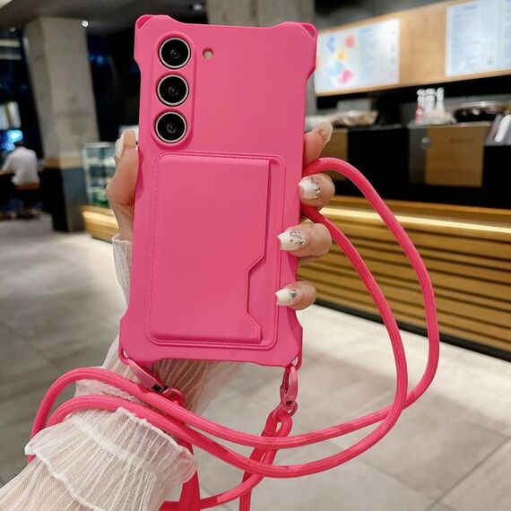 Per Samsung Galaxy S22 5G Liquid TPU Card Bag Custodia antiurto per telefono a quattro angoli (rosso rosa)