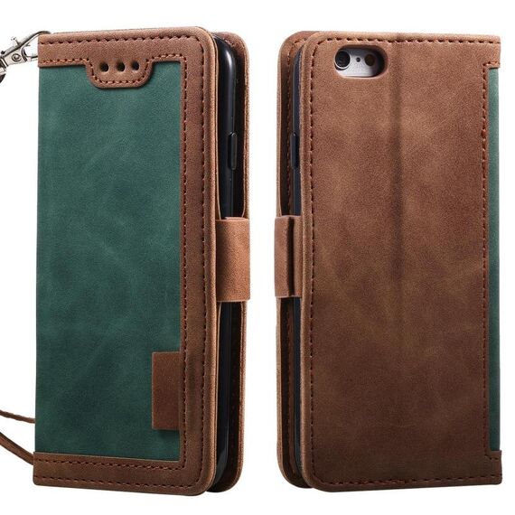 Per iPhone 16e Retro Splicing Custodia per telefono in pelle con flip orizzontale (verde)