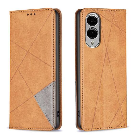 Per Samsung Galaxy S25 Edge 5G Custodia magnetica in pelle con trama a rombo (giallo)