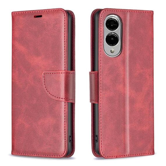 Per Samsung Galaxy S25 Edge 5G Custodia per telefono in pelle di agnello con texture a flip di colore puro (rosso)