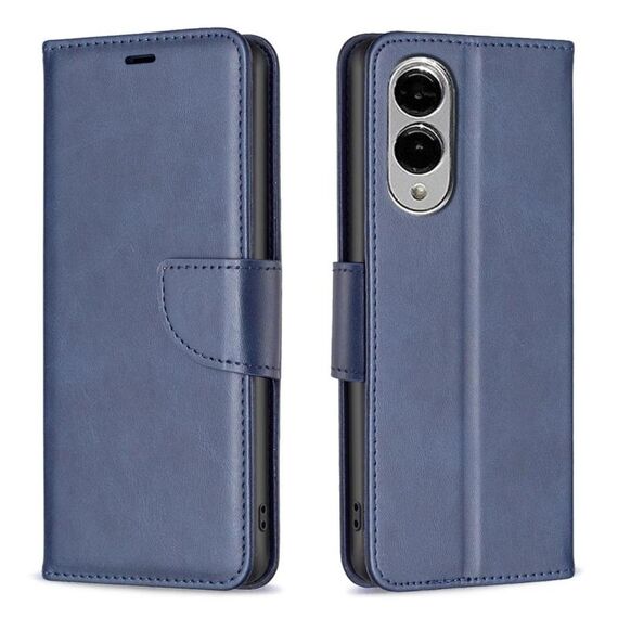 Per Samsung Galaxy S25 Edge 5G Custodia per telefono in pelle di agnello con texture a flip di colore puro (blu)