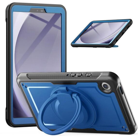 Per Samsung Galaxy Tab A9 Honeycomb Hybrid Tablet Custodia con maniglia e cinturino (blu navy)