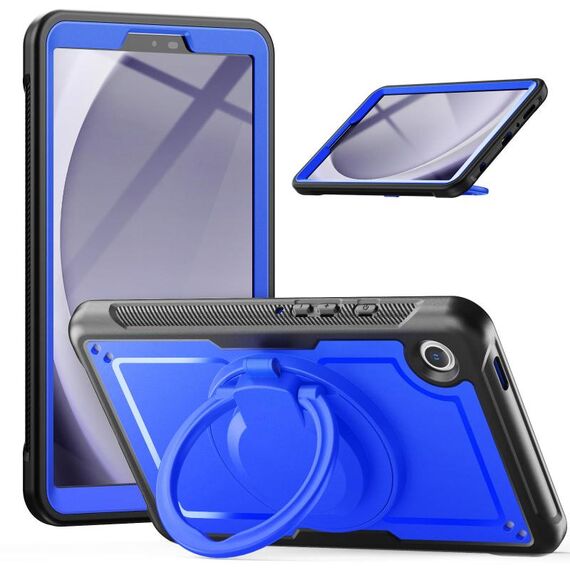 Per Samsung Galaxy Tab A9 Honeycomb Hybrid Tablet Custodia con maniglia e cinturino (blu scuro)