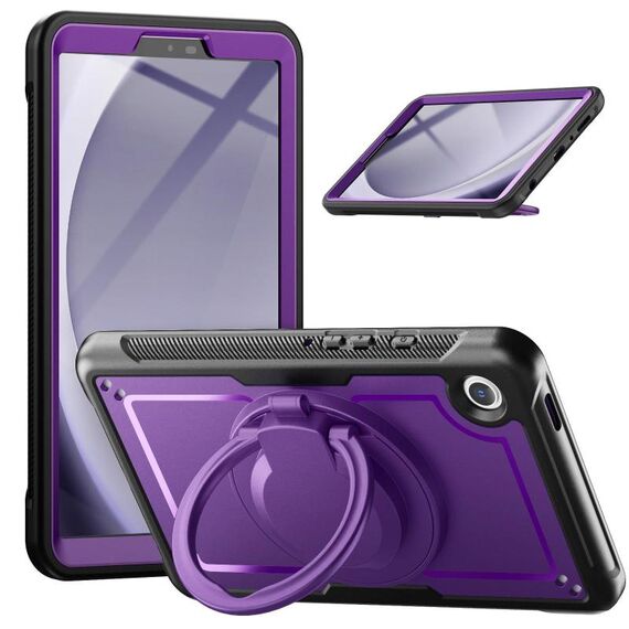 Per Samsung Galaxy Tab A9 Honeycomb Hybrid Tablet Case con maniglia e cinturino (viola)