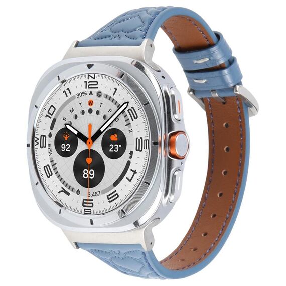 Per Samsung Galaxy Watch Ultra 47mm Cinturino in pelle goffrata a forma di cuore con connettore in metallo (blu fiordaliso)