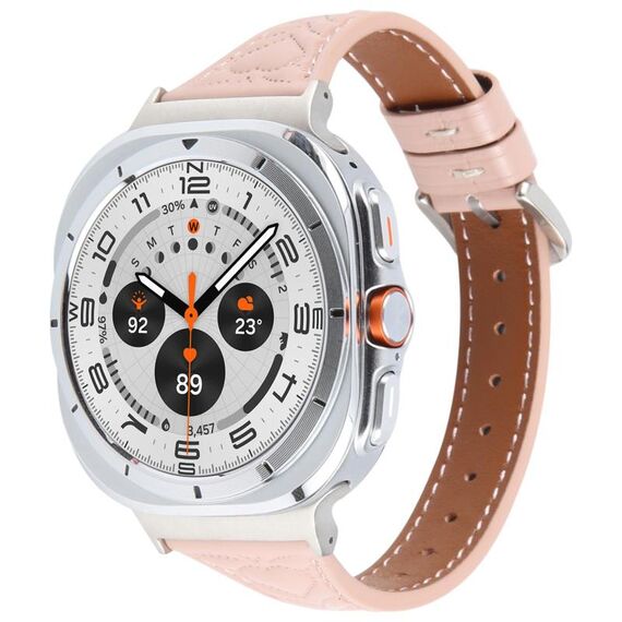 Per Samsung Galaxy Watch Ultra 47mm Cinturino in pelle goffrata a forma di cuore con connettore in metallo (rosa)