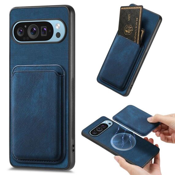 Per Google Pixel 9 Pro XL Retro Leather Card Bag Custodia magnetica per telefono (blu)