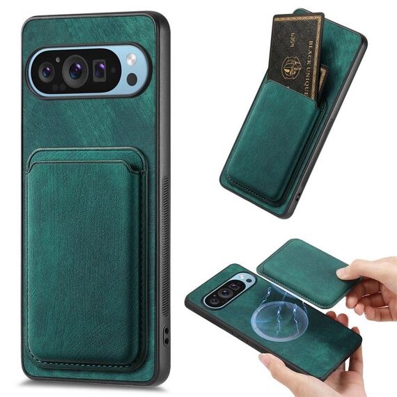 Per Google Pixel 9 Pro XL Custodia magnetica per telefono in pelle retrò (verde)