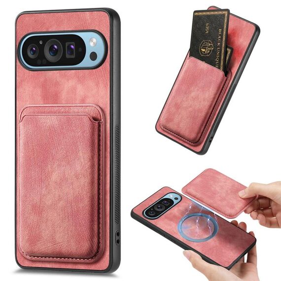Per Google Pixel 9 Pro XL Custodia magnetica per telefono in pelle retrò (rosa)