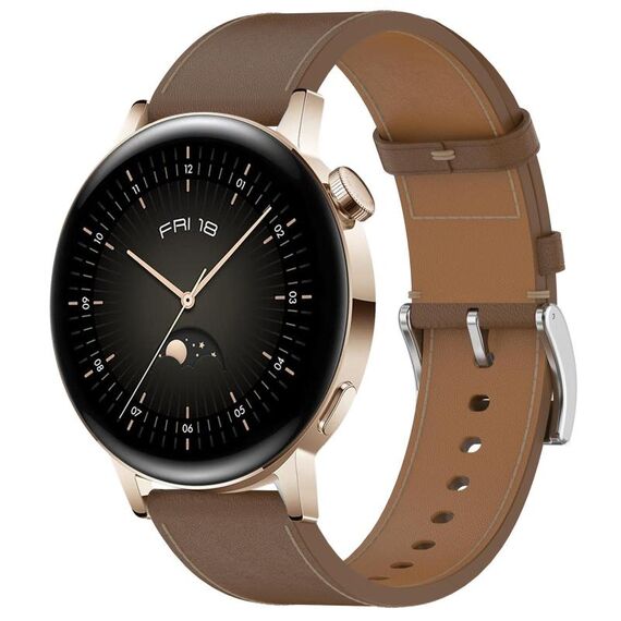Per Huawei Watch GT 3 42mm Pulsante a pressione 20mm Cinturino in pelle (marrone)