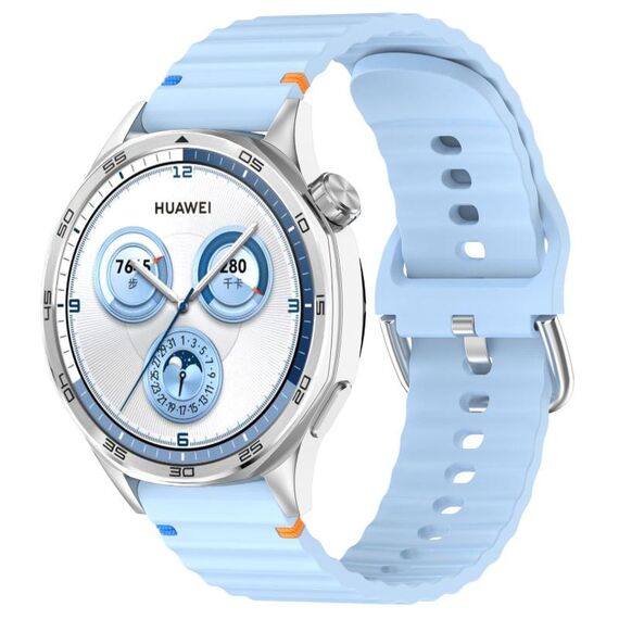 Per Huawei Watch GT 5 46mm Cinturino in silicone con cuciture a grana ondulata da 22mm (azzurro chiaro)