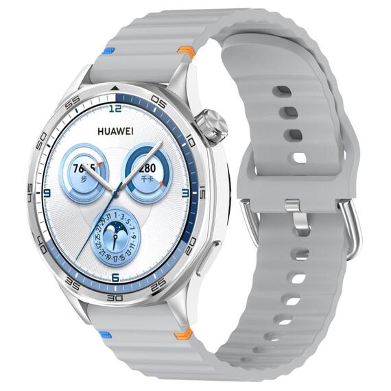 Per Huawei Watch GT 3 42mm cinturino in silicone con cuciture a grana ondulata da 20mm (grigio)