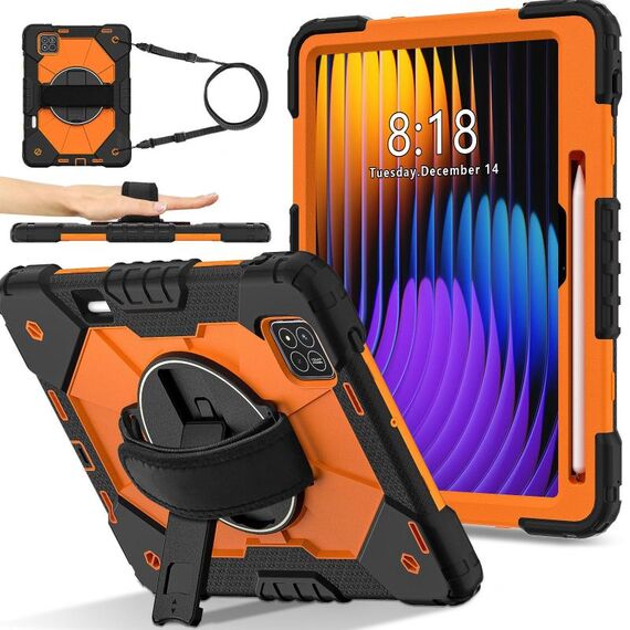Per Xiaomi Pad 7 / 7 Pro 2024 Custodia per tablet PC ibrido in silicone con robot a contrasto (nero arancione)