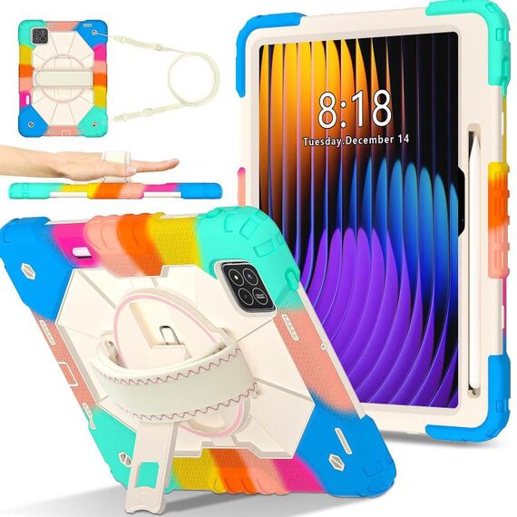 For Xiaomi Pad 7 / 7 Pro 2024 Contrast Color Robot Silicone Hybrid PC Tablet Case(Colorful Blue)