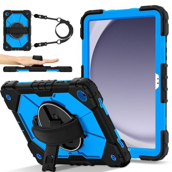 Per Samsung Galaxy Tab A9+ Contrast Color Robot Custodia per tablet PC ibrida in silicone (nero blu)