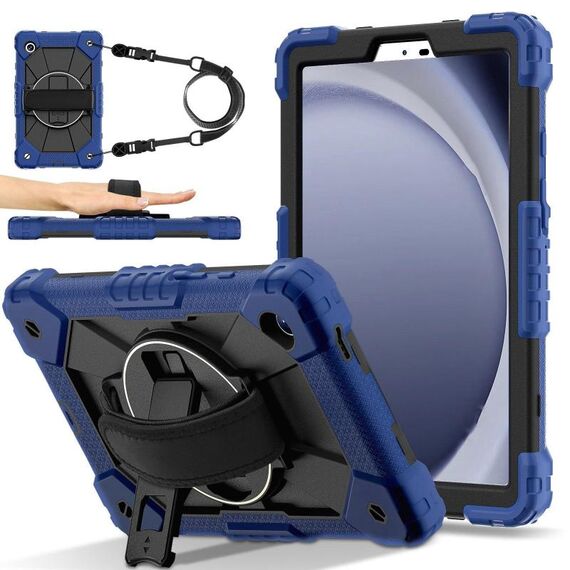 Per Samsung Galaxy Tab A9 Contrast Color Robot Custodia per tablet PC ibrida in silicone (blu navy e nero)